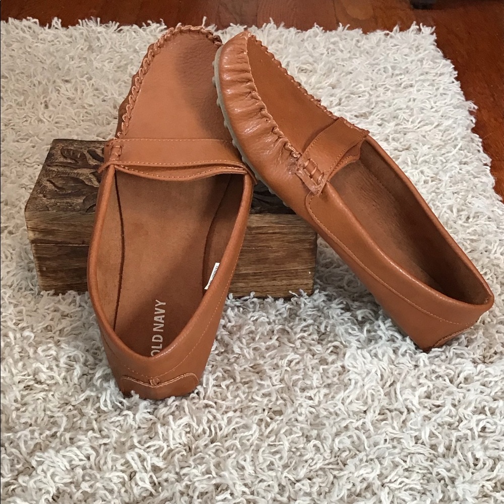 Cognac Brown Faux-Leather Moccasins for Women